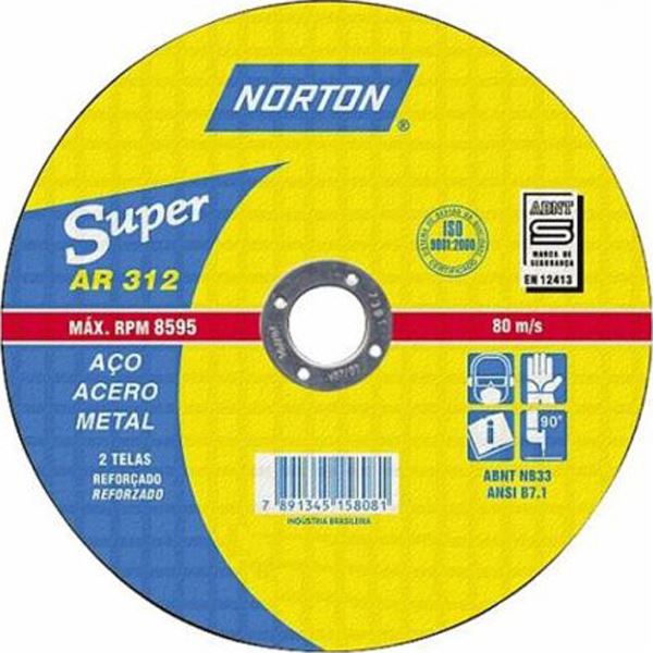 DISCO DE CORTE PARA FERRO 4.1/2”X3MMX7/8” AR312 SUPER NORTON