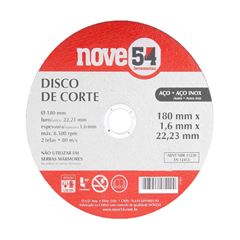 DISCO DE CORTE PARA ACO/ACO INOX 7”X1,6MMX7/8” DCN NOVE54