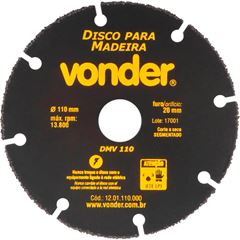 DISCO DE CORTE PARA MADEIRA 4.3/8”X20MM VONDER