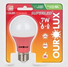 LAMPADA LED BULBO 60 7W VERMELHA COLORS BIVOLT OUROLUX