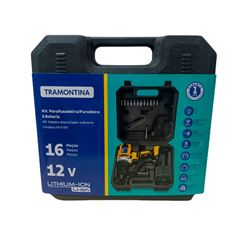 FURADEIRA E PARAFUSADEIRA COM BATERIA 12V 16PCS BIVOLT TRAMONTINA