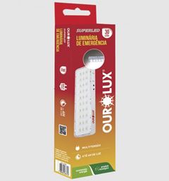 LUMINARIA EMERGENCIA MINI 30LED 2W SEM ALCA MULTIUSO OUROLUX