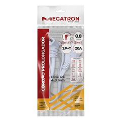 EXTENSAO CABO PP 2P+T 0,80M BRANCO MEGATRON