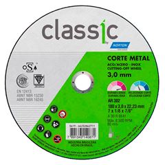 DISCO DE CORTE PARA ACO/ACO INOX 7”X3MMX7/8” AR302 CLASSIC NORTON