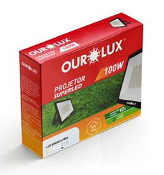 REFLETOR LED SLIM 100W 6500K BIVOLT PRETO OUROLUX
