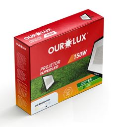 REFLETOR LED SLIM 150W 6500K BIVOLT PRETO OUROLUX