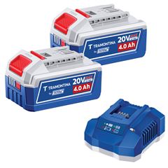 KIT 2 BATERIAS + CARREGADOR 20V 4AH BY TOTAL TRAMONTINA
