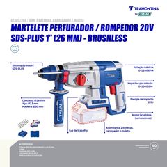 MARTELETE PERFURADOR/ROMPEDOR 20V 4AH 1 BY TOTAL TRAMONTINA