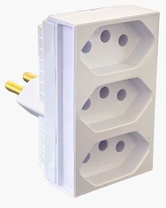 PINO ADAPTADOR 3 SAIDAS MONOBLOCO 2P+T PRETO ILUMI