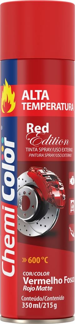 TINTA SPRAY ALTA TEMPERATURA 350ML VERMELHO FOSCO CHEMICOLOR