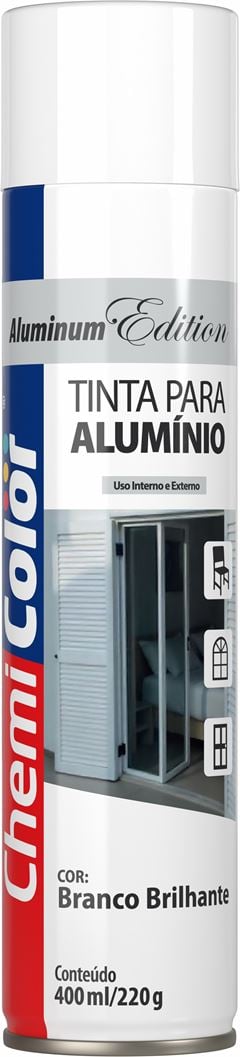 TINTA SPRAY P/ALUMINIO 400ML BRANCO BRILHANTE CHEMICOLOR