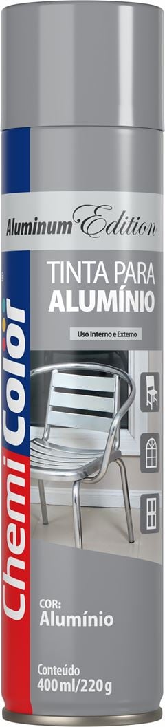 TINTA SPRAY P/ALUM 400ML ALUMINIO NATURAL CHEMICOLOR